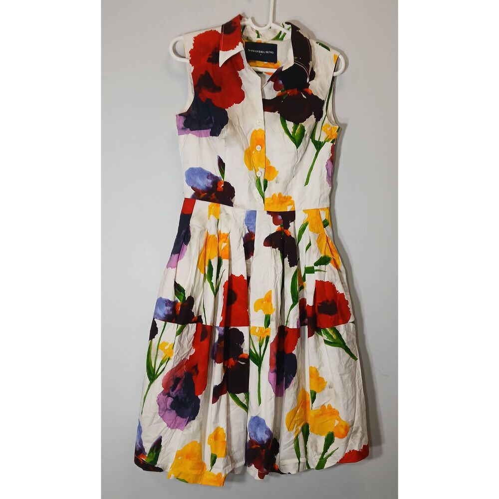 Samantha sung womens size 6 shirt dress floral retro pin up Rockabilly tropical